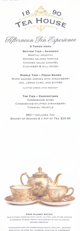 Current Afternoon Tea Experience three-tier menu