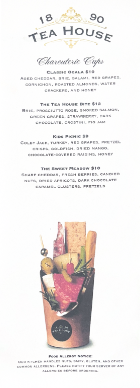 Current Charcuterie Cups choices and prices