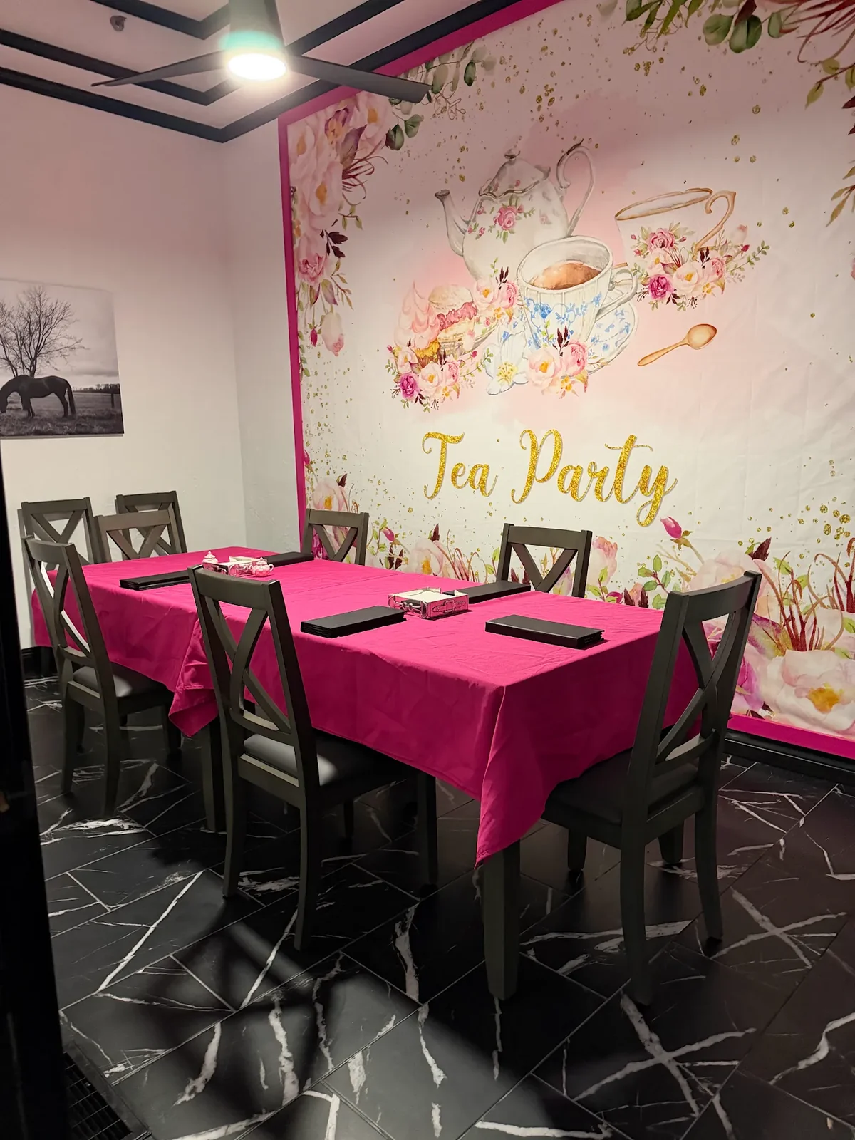 An intimate private gathering room at 1890 Tea House